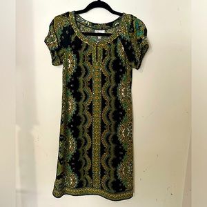 eci New York Paisley and Sequin Dress Spandex Material